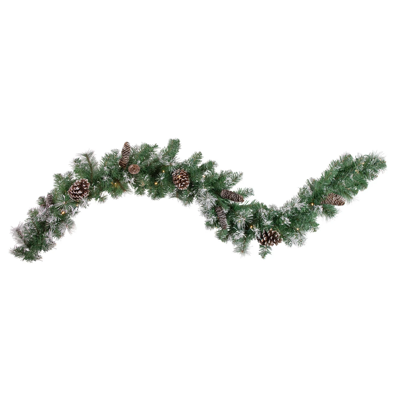 6' X 9" Pre-Lit Decorated Frosted Pine And Pine Cone Artificial Christmas Garland 3 6' X 9" Pre-Lit Decorated Frosted Pine And Pine Cone Artificial Christmas Garland