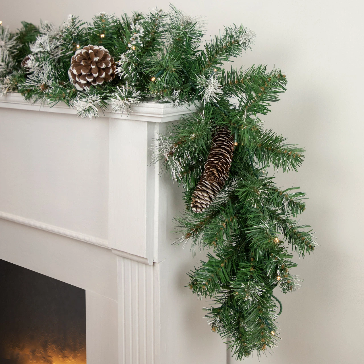 6' X 9" Pre-Lit Decorated Frosted Pine And Pine Cone Artificial Christmas Garland 4 6' X 9" Pre-Lit Decorated Frosted Pine And Pine Cone Artificial Christmas Garland - Image 2