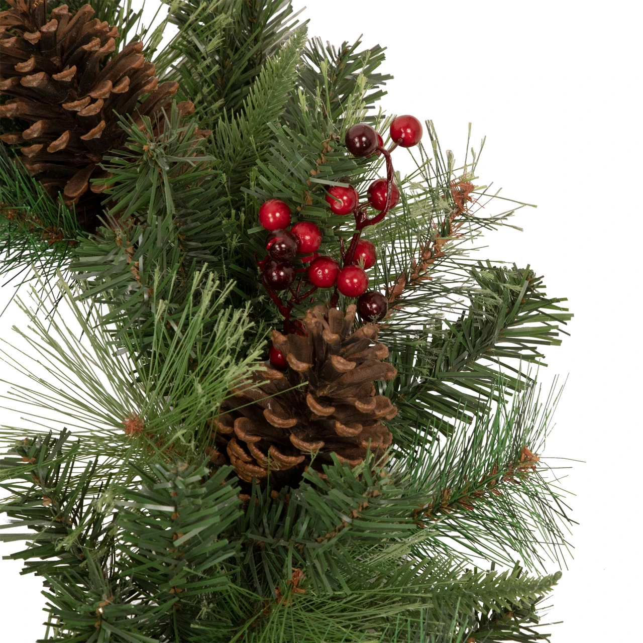 24" Pre-Lit Artificial Mixed Pine And Berries Christmas Wreath 5 24" Pre-Lit Artificial Mixed Pine And Berries Christmas Wreath - Image 3