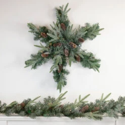 32" Pre-Lit Artificial Mixed Pine And Pine Cone Christmas Snowflake Wreath -Optimal Christmas Shop northlight sm93377 style 89890.1667530104