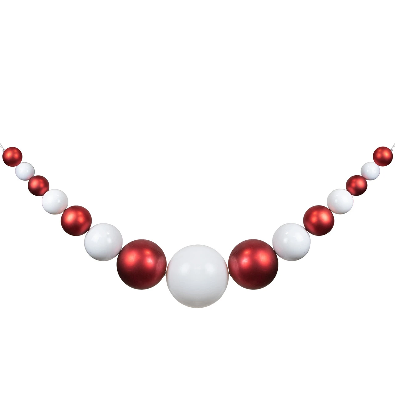 6' Red And White Shiny And Matte Shatterproof Ball Christmas Swag 3 6' Red And White Shiny And Matte Shatterproof Ball Christmas Swag