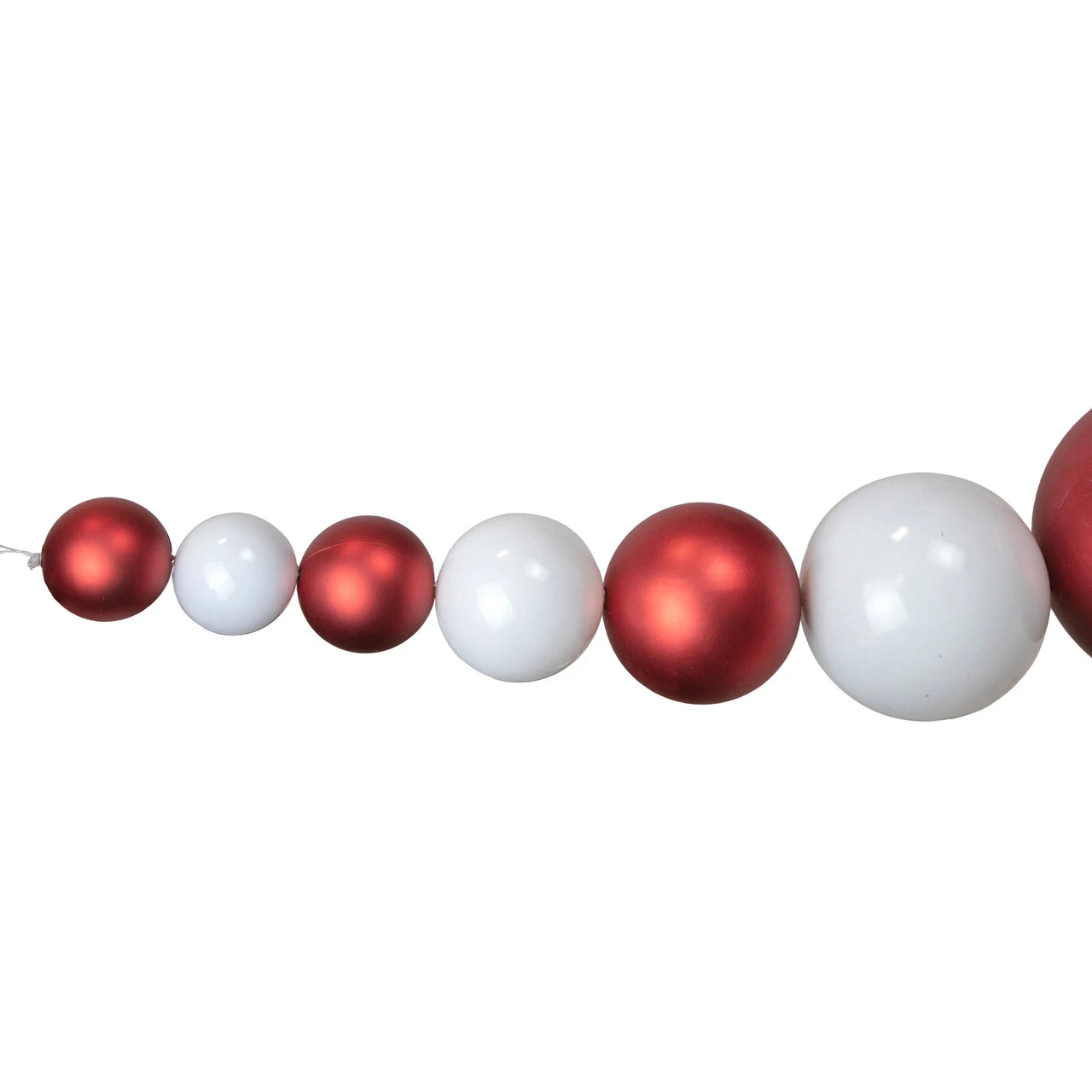 6' Red And White Shiny And Matte Shatterproof Ball Christmas Swag 4 6' Red And White Shiny And Matte Shatterproof Ball Christmas Swag - Image 2