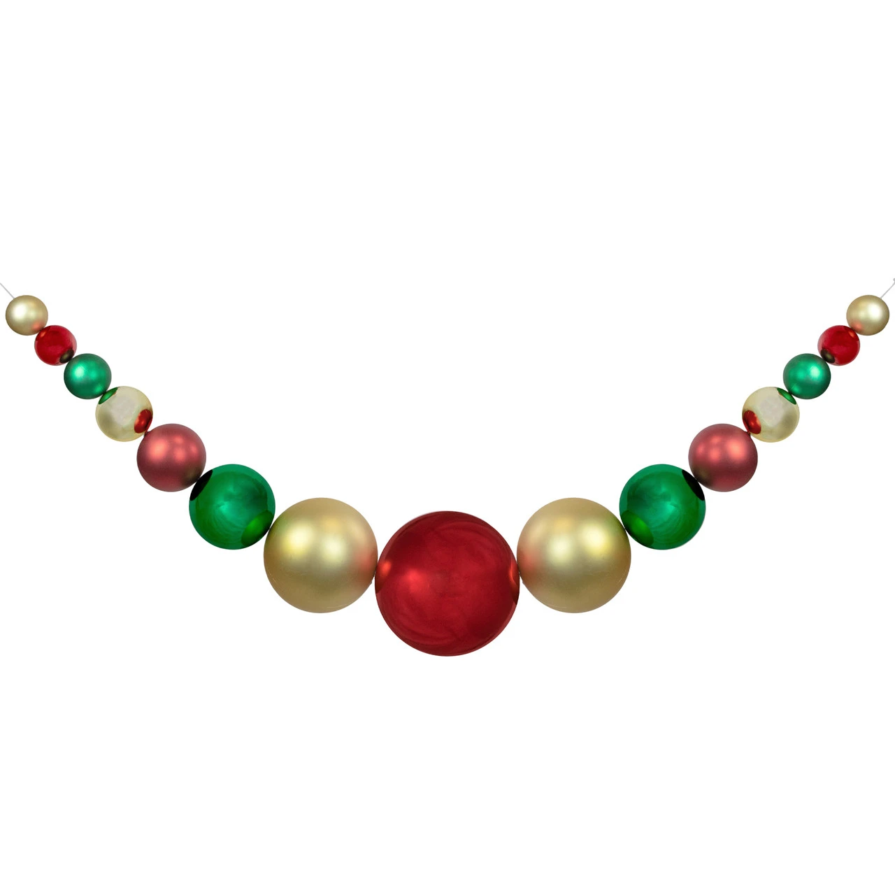 6' Red, Gold And Green Shiny And Matte Shatterproof Ball Christmas Swag 3 6' Red, Gold And Green Shiny And Matte Shatterproof Ball Christmas Swag
