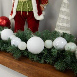 6' White Shatterproof Ball 3-Finish Christmas Garland -Optimal Christmas Shop northlight sm93811 styled 2 02941.1687800826