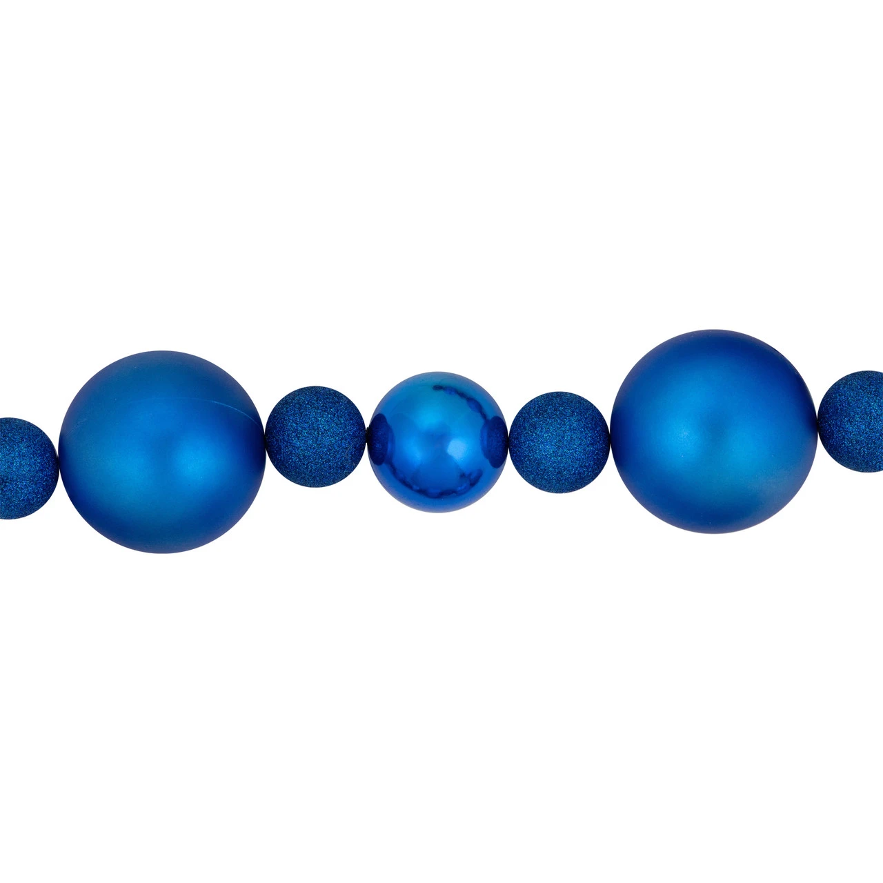 6' Blue Shatterproof Ball 3-Finish Christmas Garland 6 6' Blue Shatterproof Ball 3-Finish Christmas Garland - Image 4