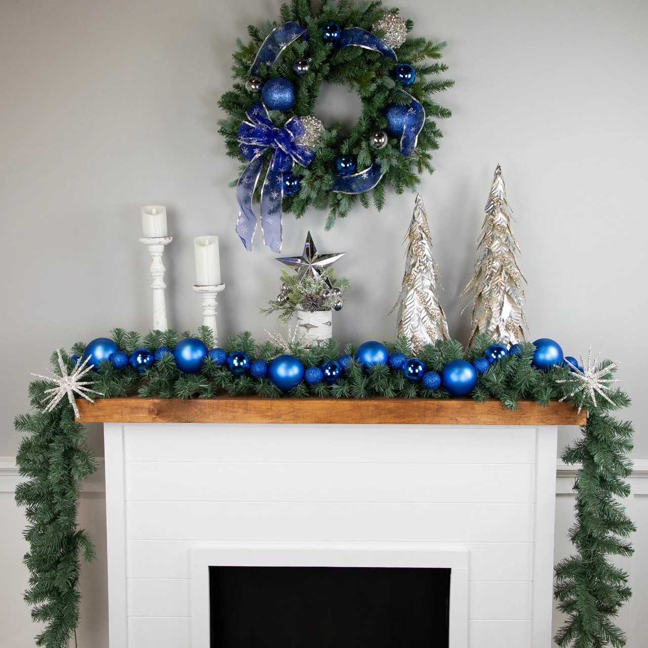 6' Blue Shatterproof Ball 3-Finish Christmas Garland 4 6' Blue Shatterproof Ball 3-Finish Christmas Garland - Image 2