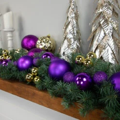 6' Purple Shatterproof Ball 3-Finish Christmas Garland -Optimal Christmas Shop northlight sm93814 styled 2 52557.1687801148