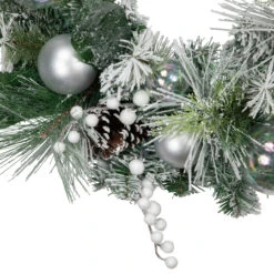 Flocked Pine Artificial Christmas Wreath With Iridescent Ornaments, 24-Inch, Unlit -Optimal Christmas Shop northlight sm94098 3 92653.1680183726