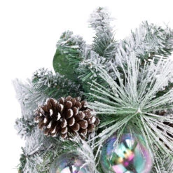 30" Flocked Pine Artificial Christmas Teardrop Swag With Iridescent Ornaments - Unlit -Optimal Christmas Shop northlight sm94101 1new 58514.1680184050