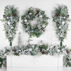 Flocked Pine Artificial Christmas Wreath With Iridescent Ornaments, 24-Inch, Unlit -Optimal Christmas Shop northlight sm94101 styled also20use20for20sm940982c20sm94099 14165.1680183726