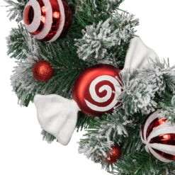 Frosted Pine Artificial Christmas Wreath With Swirled Candy Ornaments, 24-Inch 9 Frosted Pine Artificial Christmas Wreath With Swirled Candy Ornaments, 24-Inch -Optimal Christmas Shop northlight sm94104 3 55013.1680184312