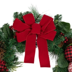 Red Bow And Mixed Foliage Artificial Christmas Wreath With Ornaments, 30-Inch -Optimal Christmas Shop northlight sm94106 4 03488.1667312625