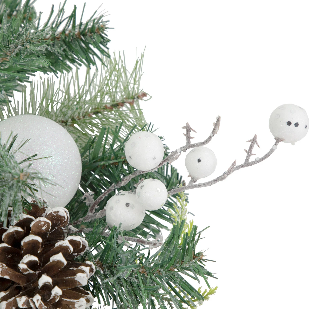 Green Pine Artificial Christmas Wreath With Berries And Iridescent Ornaments, 24-Inch 4 Green Pine Artificial Christmas Wreath With Berries And Iridescent Ornaments, 24-Inch - Image 2