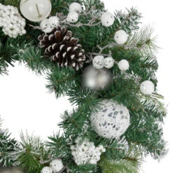 Green Pine Frosted Artificial Christmas Wreath With Laced Ornaments, 24-Inch, Unlit 7 Green Pine Frosted Artificial Christmas Wreath With Laced Ornaments, 24-Inch, Unlit -Optimal Christmas Shop northlight sm94113 2 02411.1667540259