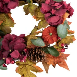 Orange And Burgundy Fall Harvest Artificial Floral And Pinecone Wreath, 22-Inch -Optimal Christmas Shop northlight sm94121 2new 13155.1667533382