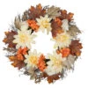 Orange And Cream Floral Fall Harvest Artificial Wreath, 22-Inch