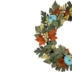 Green And Orange Foliage And Gourds Thanksgiving Artificial Wreath, 22-Inch -Optimal Christmas Shop northlight sm94131 2 12318.1667488528