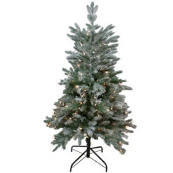 4.5' Pre-Lit Flocked Whistler Noble Fir Artificial Christmas Tree, Clear Lights