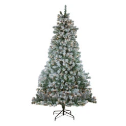 7.5' Pre-Lit Full Winema Pine Flocked Artificial Christmas Tree - Clear Lights