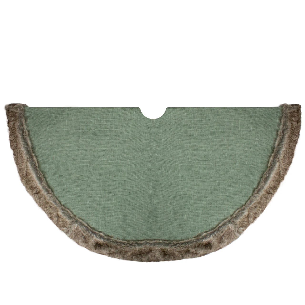 48" Green Burlap Christmas Tree Skirt With Faux Fur Trim 3 48" Green Burlap Christmas Tree Skirt With Faux Fur Trim