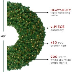 48" Pre-Lit Olympia Pine Artificial Christmas Wreath - Warm White Lights -Optimal Christmas Shop northlight th90411 thumbnail 17292.1667529923
