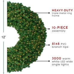 12' Pre-Lit Olympia Pine Commercial Artificial Christmas Wreath - Warm White Lights -Optimal Christmas Shop northlight th90991 thumbnail 83315.1667560842