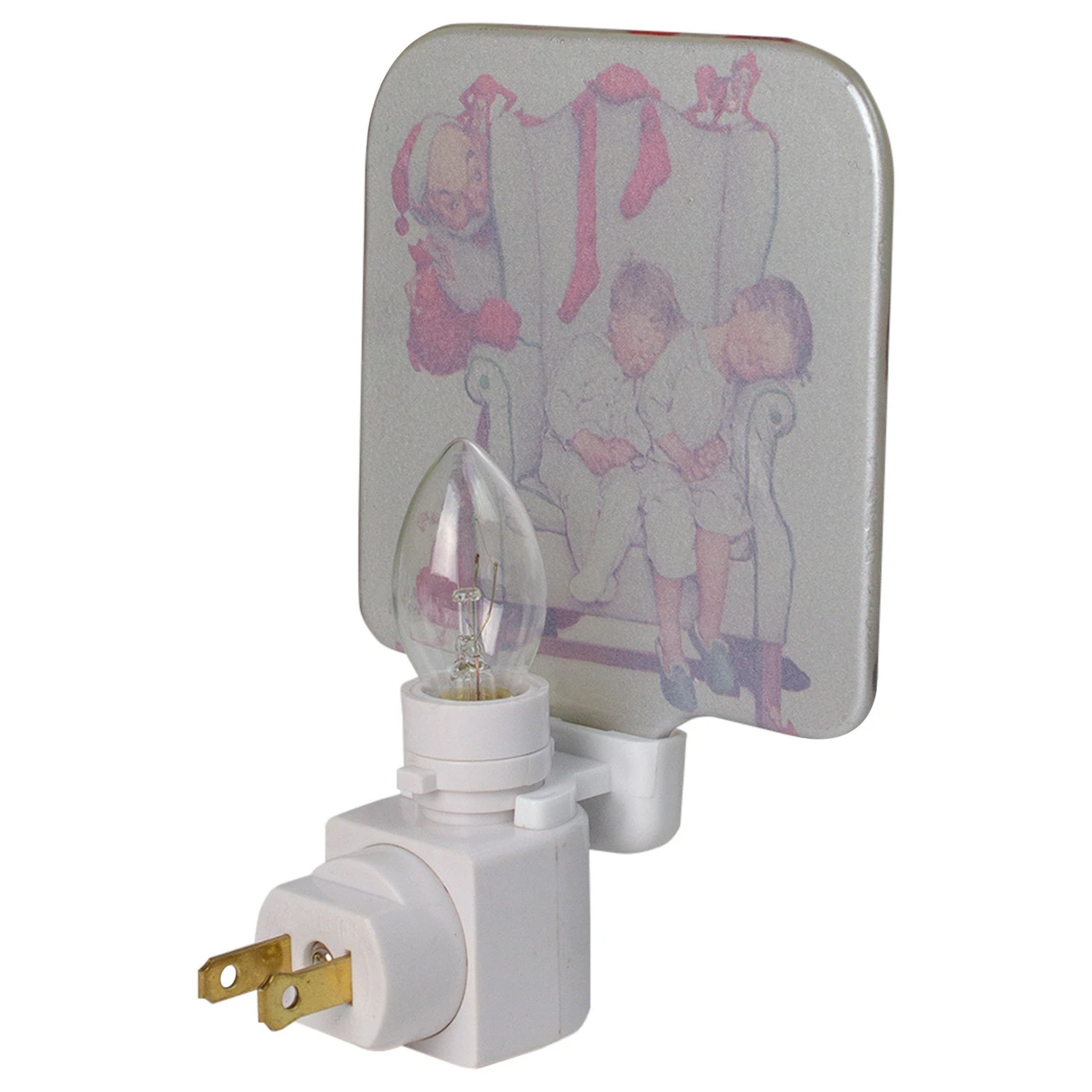 6" Norman Rockwell 'Santa Looking At Two Sleeping Children' Glass Christmas Night Light 5 6" Norman Rockwell 'Santa Looking At Two Sleeping Children' Glass Christmas Night Light - Image 3