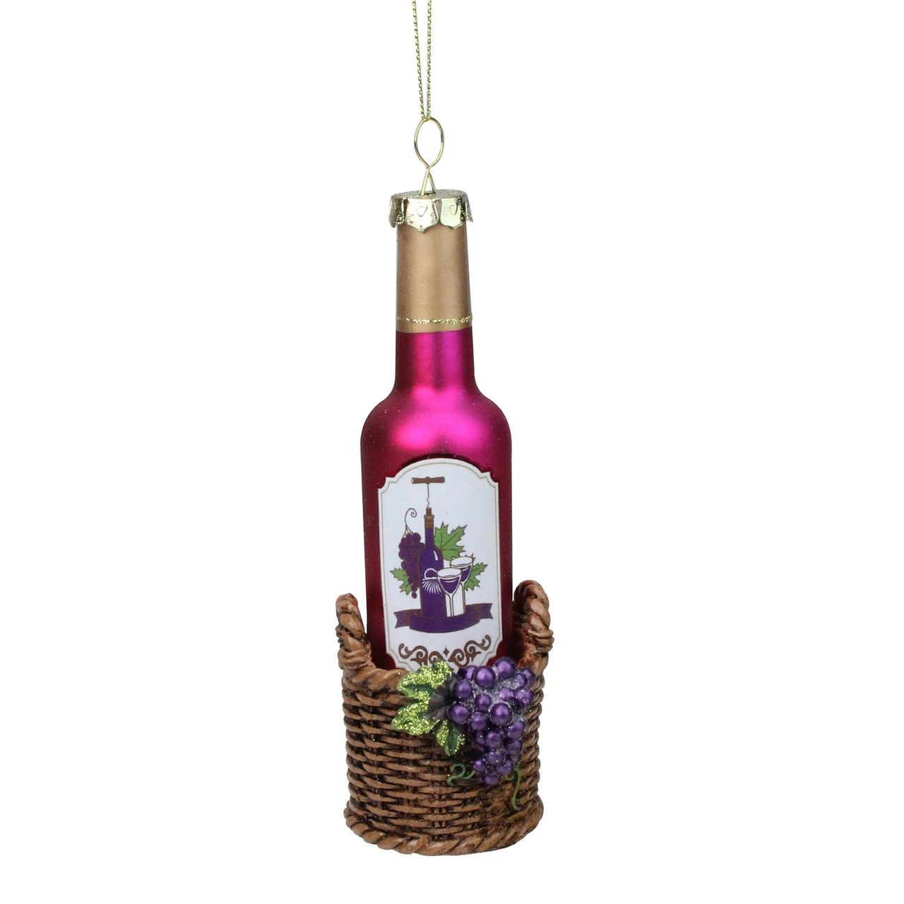 6.25" Pink And Brown Wine Bottle Hanging Christmas Ornament 3 6.25" Pink And Brown Wine Bottle Hanging Christmas Ornament