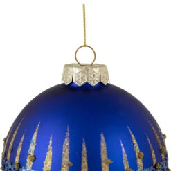 4" Blue And Gold Glitter Glass Ball Christmas Ornament -Optimal Christmas Shop northlight tr92597 2 49960.1670623747