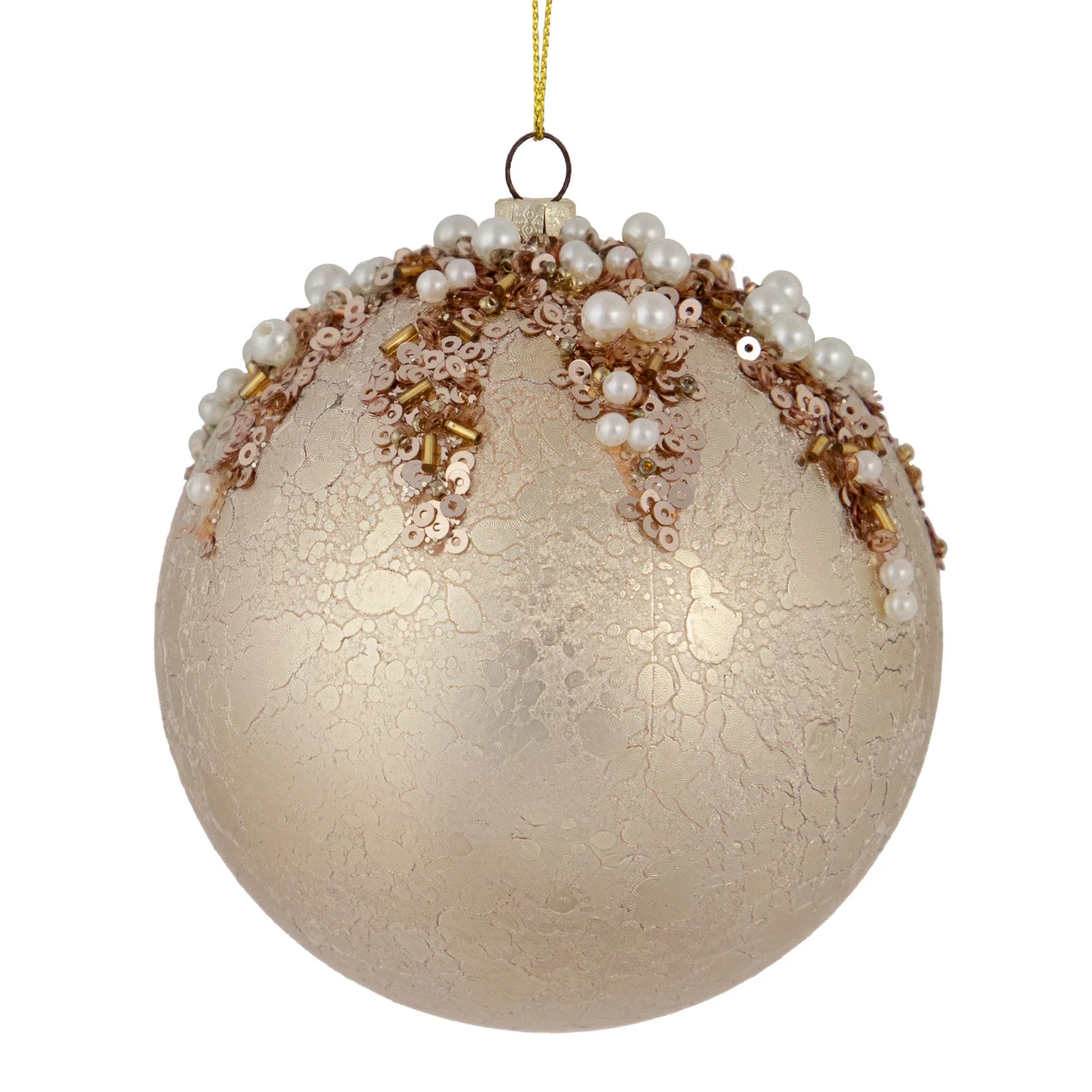 4" Gold Mercury With Beads Shatterproof Christmas Ball Ornament 3 4" Gold Mercury With Beads Shatterproof Christmas Ball Ornament