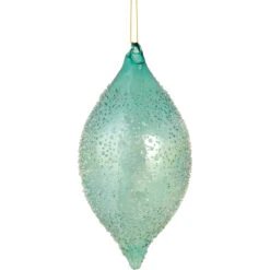 7" Transparent Blue Textured Glass Finial Christmas Ornament