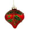 4.5" Red Glass Christmas Ornament With Holly Leaves -Optimal Christmas Shop northlight tr94440 01 96130.1687801125