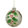4.5" White Glass Christmas Ball Ornament With Holly Leaves -Optimal Christmas Shop northlight tr94440 sample 1 74791.1670023813
