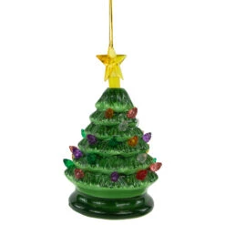 5" Green Battery-Operated LED Retro Ceramic Christmas Tree Ornament -Optimal Christmas Shop northlight tr94456 04 16326.1686849401