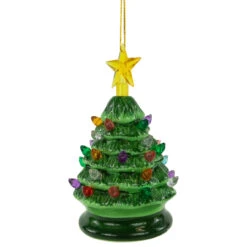 5" Green Battery-Operated LED Retro Ceramic Christmas Tree Ornament -Optimal Christmas Shop northlight tr94456 05 33383.1686849402