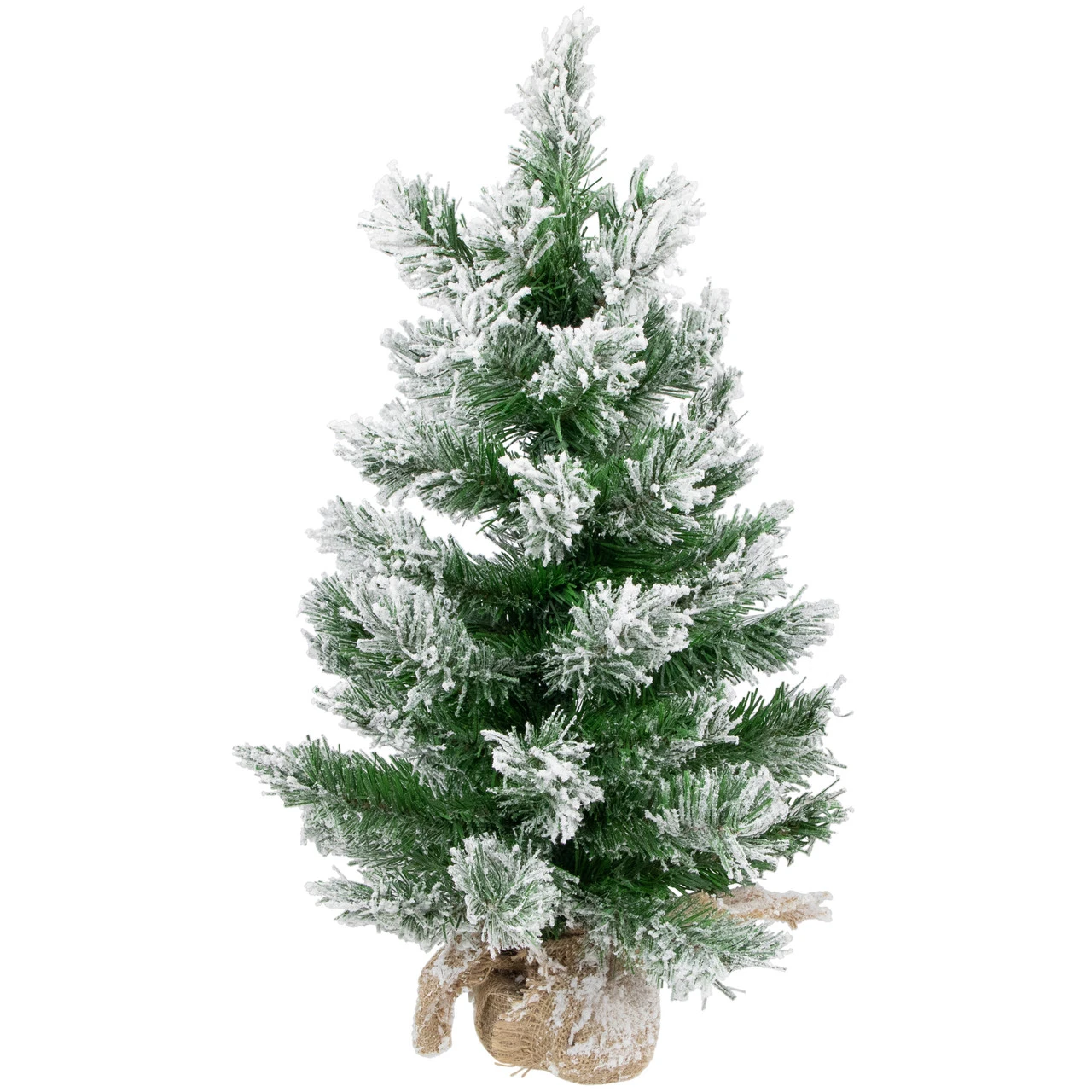22" Flocked Pine Full Artificial Christmas Tree In Burlap Base - Unlit 3 22" Flocked Pine Full Artificial Christmas Tree In Burlap Base - Unlit