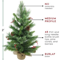 24" Mixed Cashmere Berry Pine Medium Artificial Christmas Tree - Unlit -Optimal Christmas Shop northlight v03957 thumbnail 09231.1684869034
