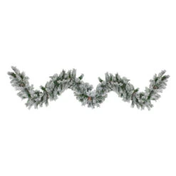 9' X 10" Flocked Angel Pine Artificial Christmas Garland With Pinecones, Unlit