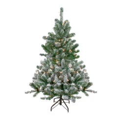 4.5' Pre-Lit Full Flocked Natural Emerald Artificial Christmas Tree - Warm Clear Lights