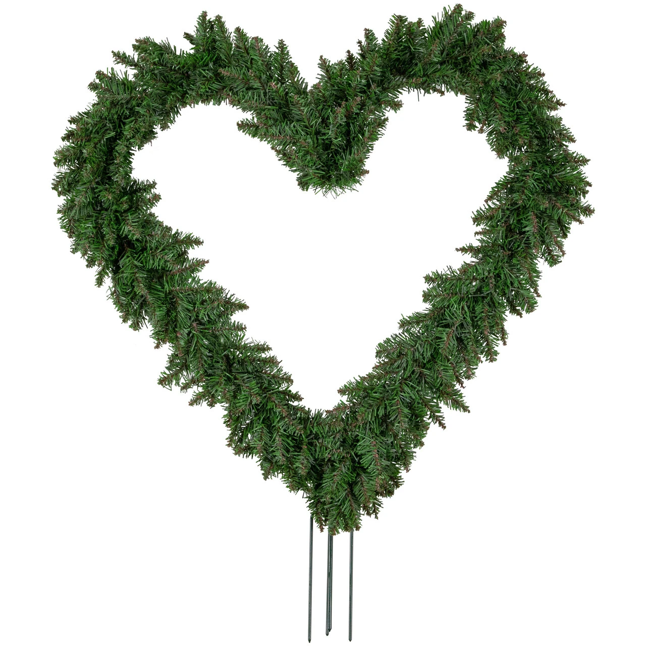 Artificial Pine Heart Shaped Wreath With Ground Stakes, 25-Inch, Unlit 3 Artificial Pine Heart Shaped Wreath With Ground Stakes, 25-Inch, Unlit