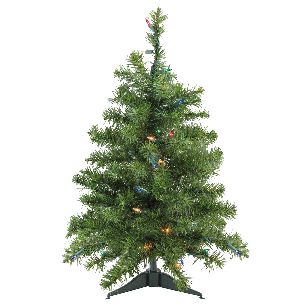 2' Pre-Lit Medium Canadian Pine Artificial Christmas Tree- Multi Lights, Green Wire 3 2' Pre-Lit Medium Canadian Pine Artificial Christmas Tree- Multi Lights, Green Wire