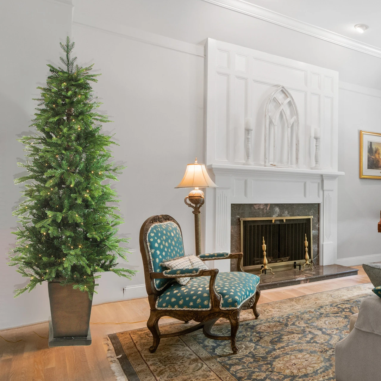 6' Pre-Lit Potted Oregon Noble Fir Slim Artificial Christmas Tree - Warm White LED Lights 9 6' Pre-Lit Potted Oregon Noble Fir Slim Artificial Christmas Tree - Warm White LED Lights - Image 7