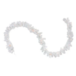 50' X 10" Pre-Lit Commercial Length Snow White Christmas Garland, Clear Lights