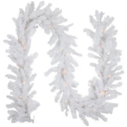 9' X 8" Pre-Lit Snow White Artificial Christmas Garland, Clear Lights