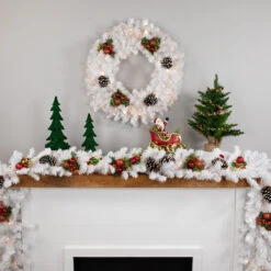Pre-Lit Snow White Artificial Christmas Wreath, 24-Inch, Clear Lights -Optimal Christmas Shop northlight v15860 2 94023.1682447040