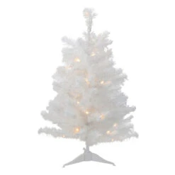 Pre-Lit Snow White Medium Artificial Christmas Tree, 2 Ft - Clear LED Lights