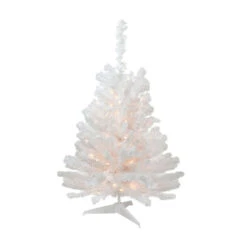 3' Pre-Lit Snow White Artificial Christmas Tree, Clear Lights