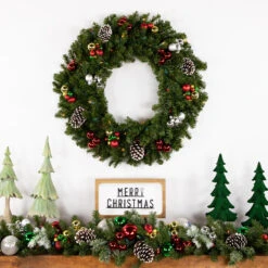 Pre-Lit Canadian Pine Artificial Christmas Wreath - 30-Inch, Multi Lights -Optimal Christmas Shop northlight v15882 3 66550.1667534226