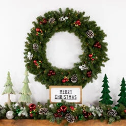 Pre-Lit Canadian Pine Artificial Christmas Wreath, 36 Inch, Multi Lights -Optimal Christmas Shop northlight v15890 3 65983.1683210260