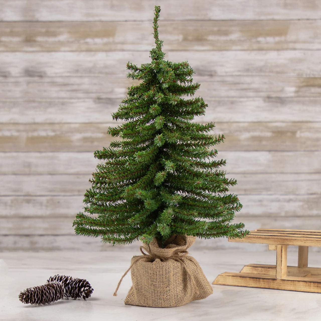 18" Potted Downswept Mini Village Pine Medium Artificial Christmas Tree, Unlit 4 18" Potted Downswept Mini Village Pine Medium Artificial Christmas Tree, Unlit - Image 2